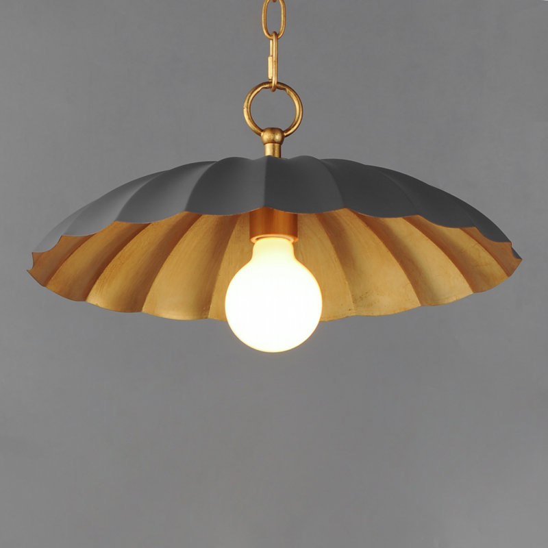 Luminaire suspendu simple en or à 1 lumière Granduca, Rouge foncé / feuille d'or
