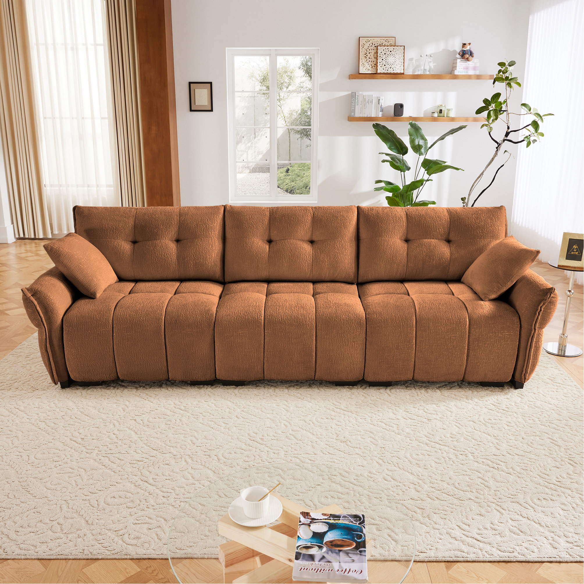 Latitude Run® 3 - Seater Sofa Set, With 2 Ottomans Pillows, Has Solid ...