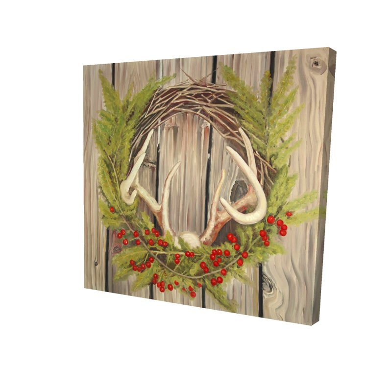 Rustic Botanical Canvas - Christmas Wreath with Panache Decor