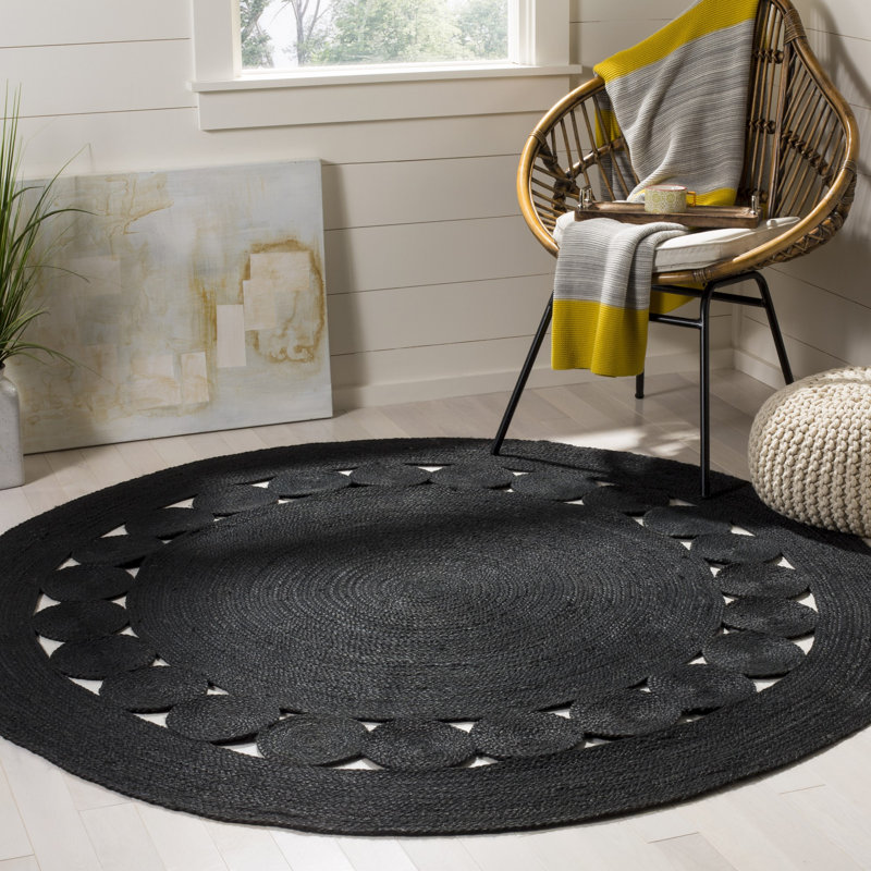 Johna Natural Fiber Hand Woven Jute Solid Color Rug, Round 6'