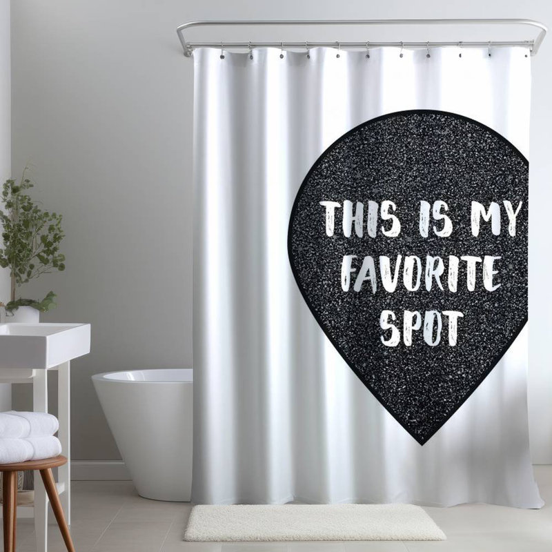 Shower Curtain QU20 – Polyester Shower Curtain, Dye Sublimation Print, 71" W × 74" L