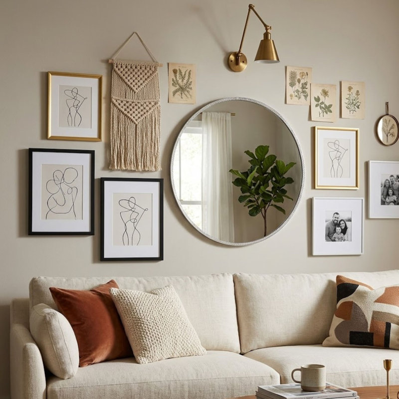 Miroir mural Adelina, Argent argent