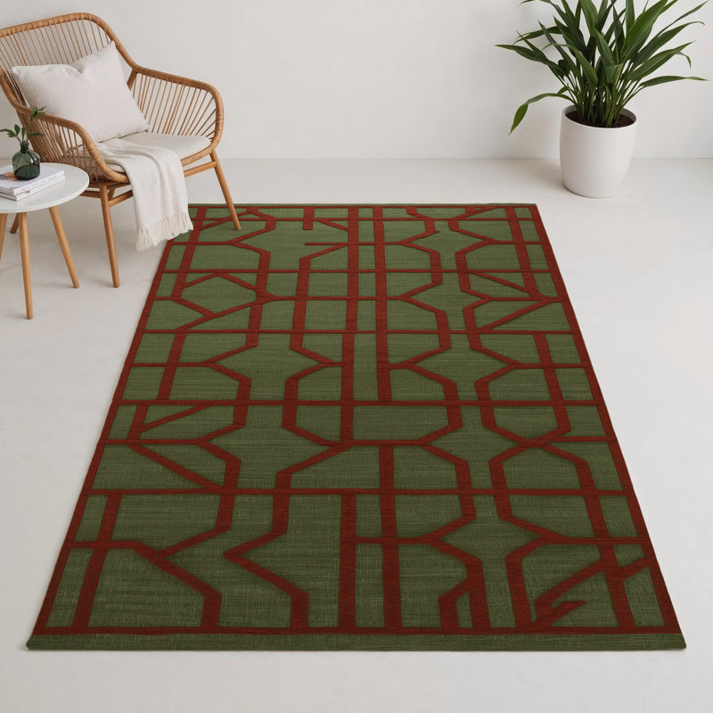 Trellis Brown Indoor and Outdoor Area Rug, Rectangle 5' x 7'