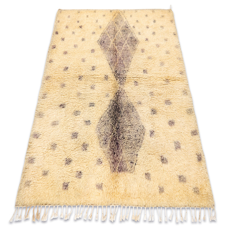 Mito Rectangle 140 cm x 190 cm Polka Dots and Moroccan Wool Hand Loomed Berber