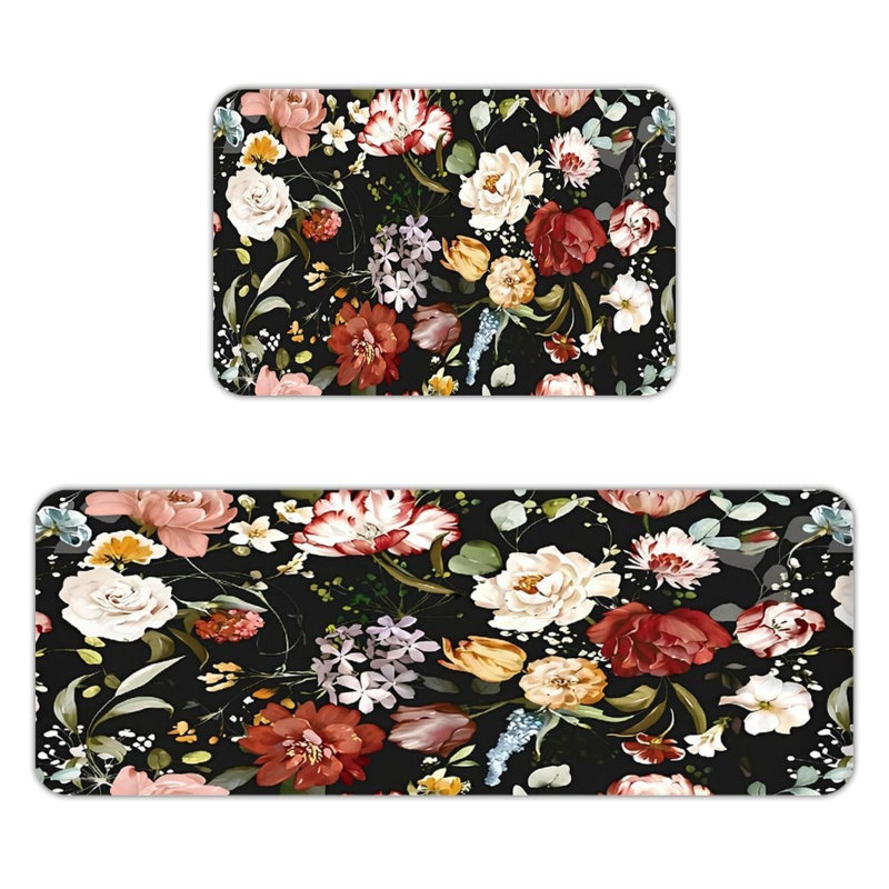 Ensemble de 2 tapis de cuisine colorés antidérapants