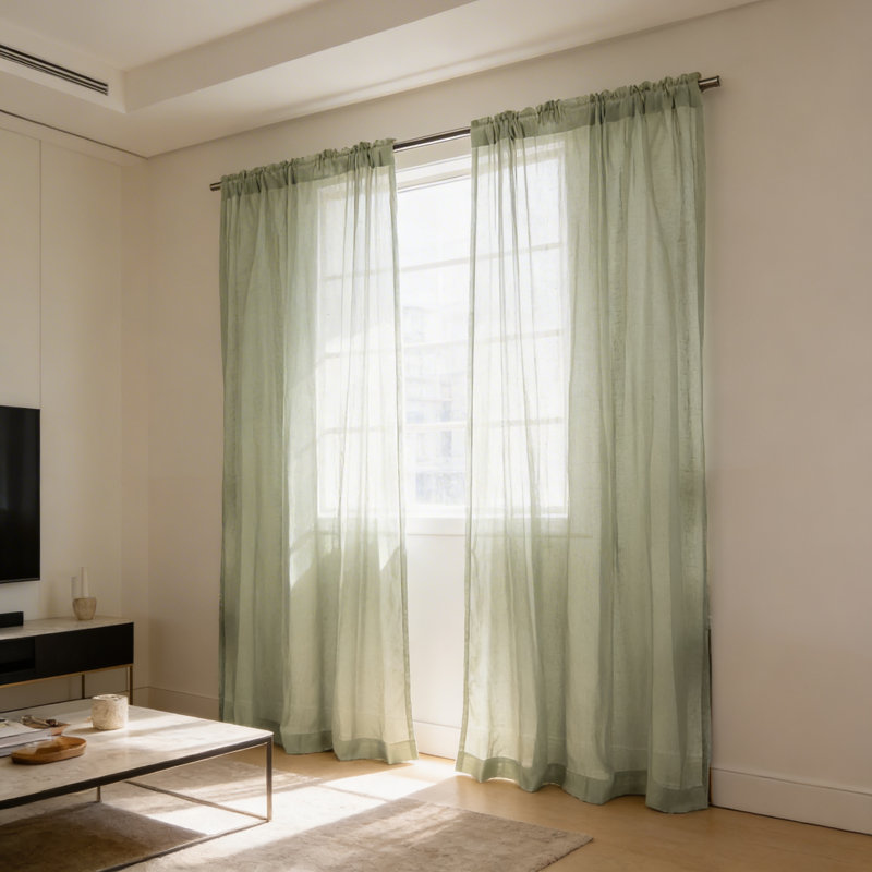Rayna Semi Sheer Curtain Panel Pair, 52" W x 84" L, Reseda