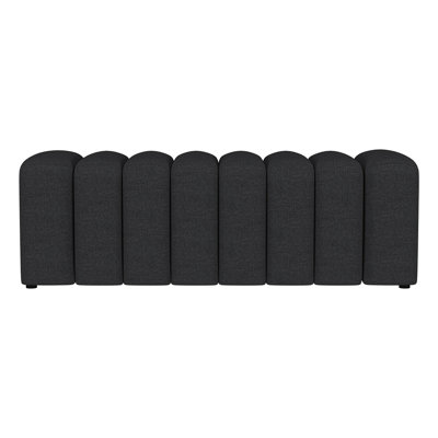 Upholstered Bench With Undulating Silhouette For Living Area Seating, 53.88 In Depth 20.05 Width 17.98 Height 44.22 Lb Modern Backless Accent Foam Cushioning Charcoal Fabric,