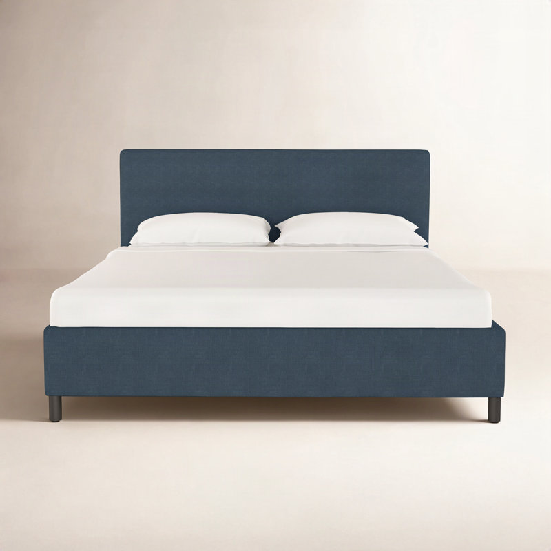 Pyburn Upholstered Platform Bed, King, Classic Navy Linen