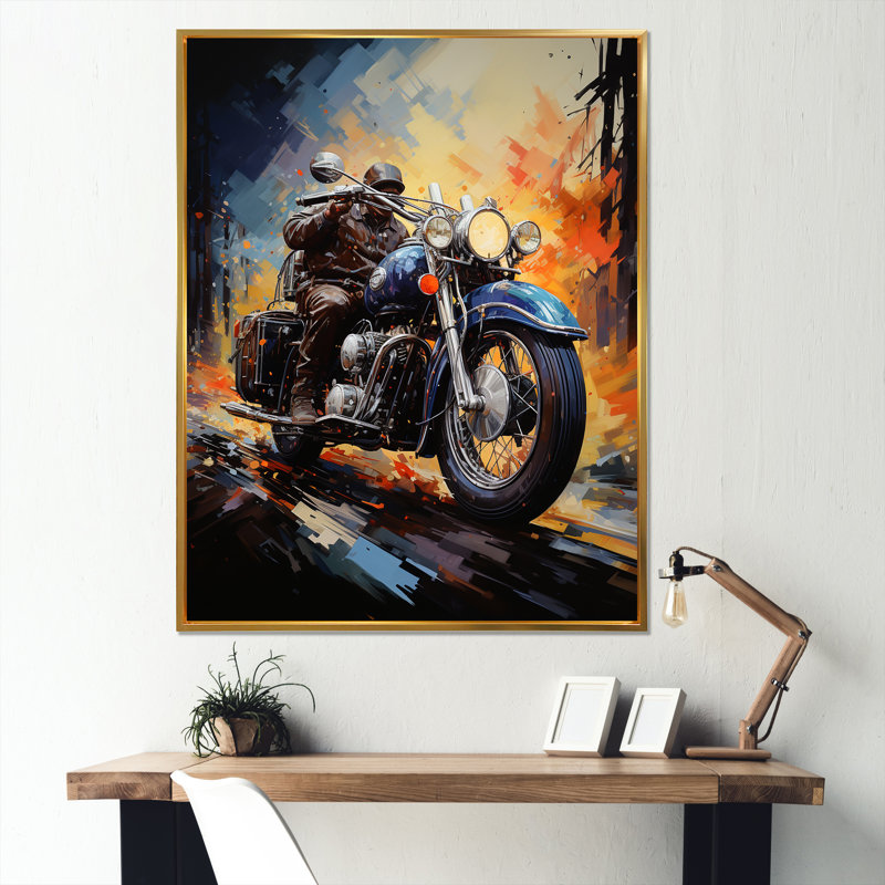 Fantaisie Moto Odyssey, Cadre flottant doré, H 44 po x l 34 po x P 1,5 po