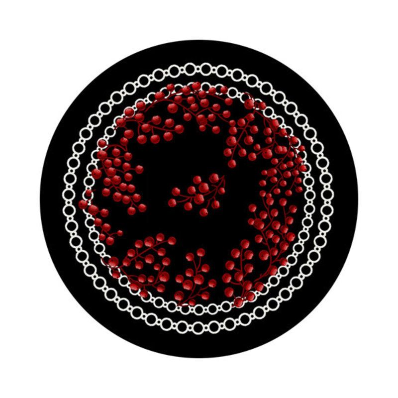 Christmas Berries Vegan Leather Round Pebble Placemat, Red Black