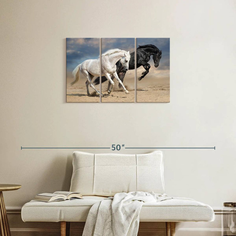 Black And White Horses, 20" H x 33" W