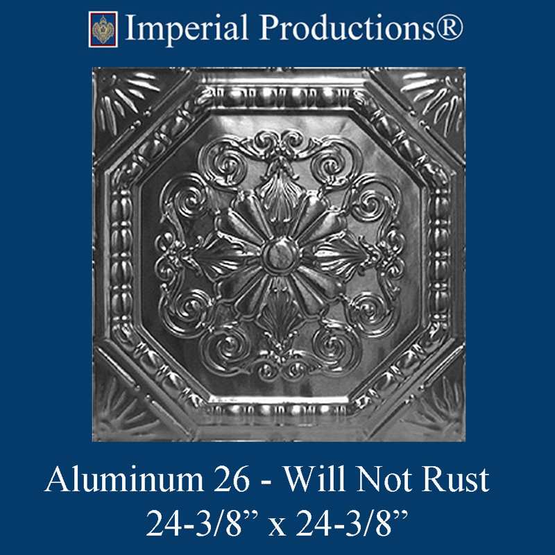 Carreau de plafond en métal argenté 2 pi x 2 pi