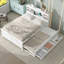 Lit plateforme blanc avec rangement pour tête de lit et lit gigogne - 3 tiroirs-136097054