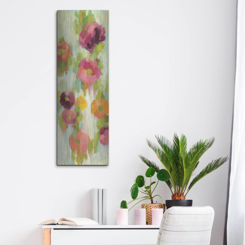 «Coral and Emerald Garden III» par Silvia Vassileva, art mural en métal, H 36 po x l 12 po