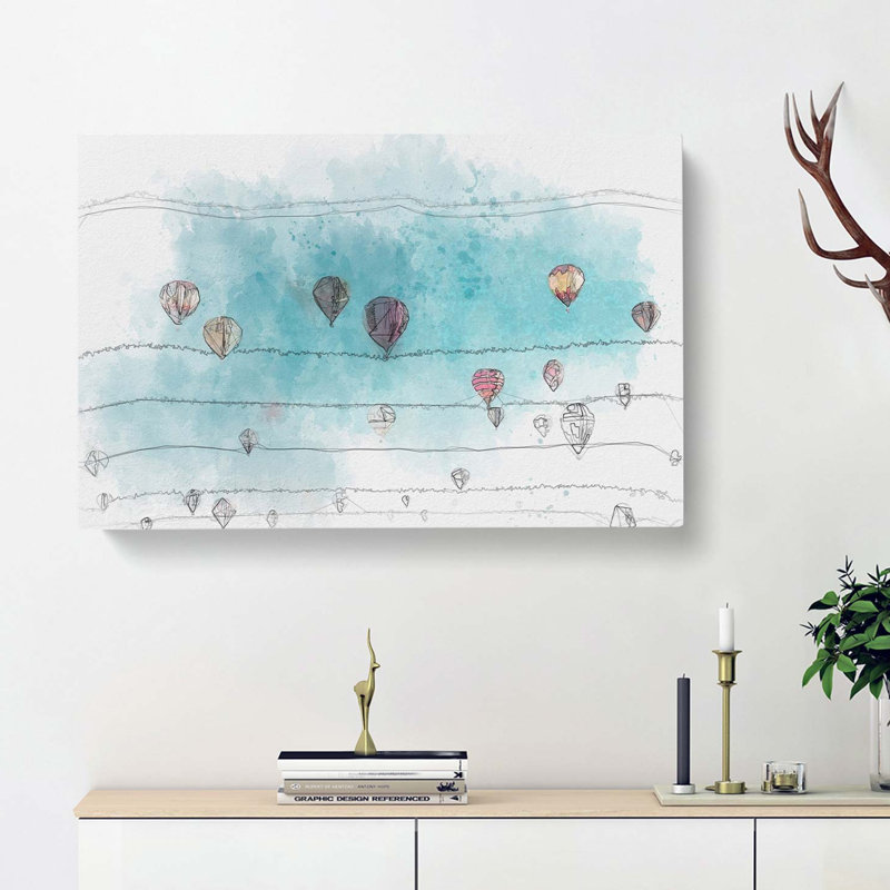 Going up in a Hot Air Balloon in Abstract - Wrapped Canvas, 50cm H x 76cm W x 3cm D