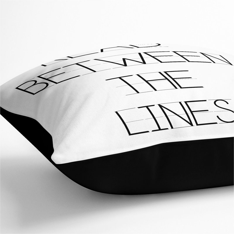 Read Between The Lines Square Throw Cushion, Black, 55cm H x 55cm W x 20cm D