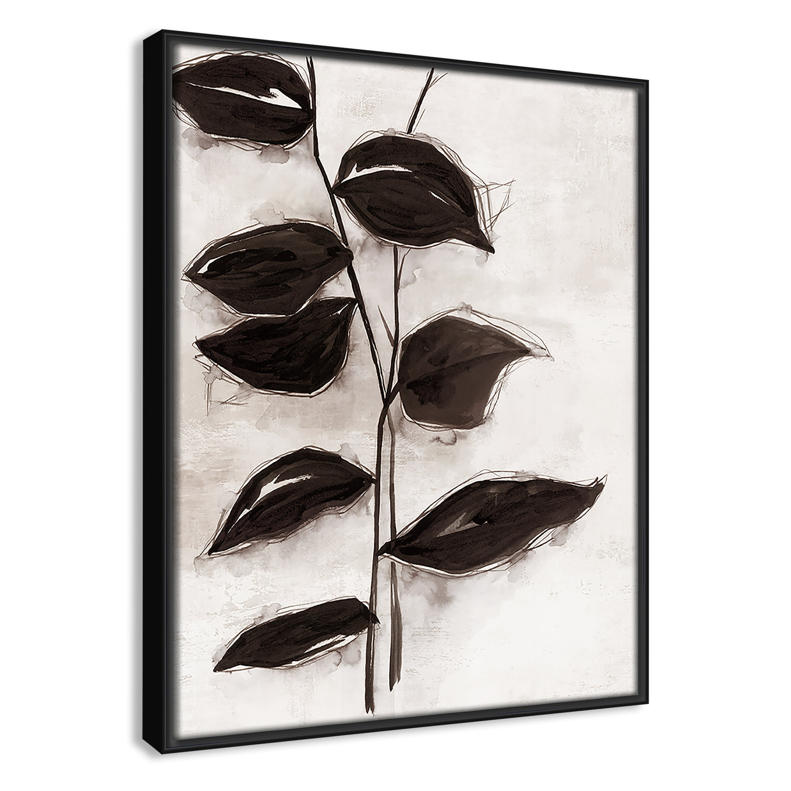 Leaves "Leaves I" Print, Black Framed, 15.5" H x 12.5" W x 2" D