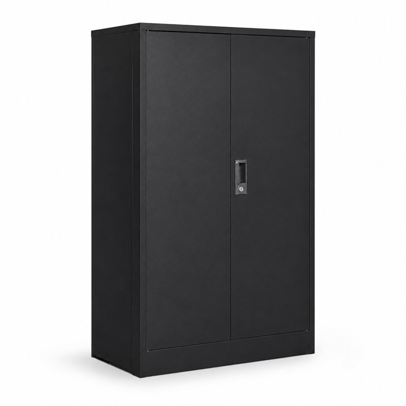 Metal File Cabinet With Adjustable Shelves And 2 Keys, Lockable, Black