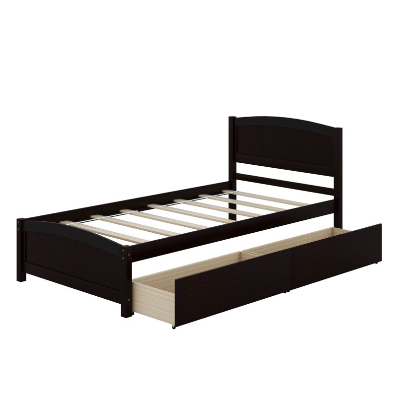 Lit plateforme simple avec tiroirs, Espresso