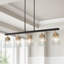Luminaire suspendu linéaire à 5 lumières pour îlot de cuisine avec abat-jour en verre bullé