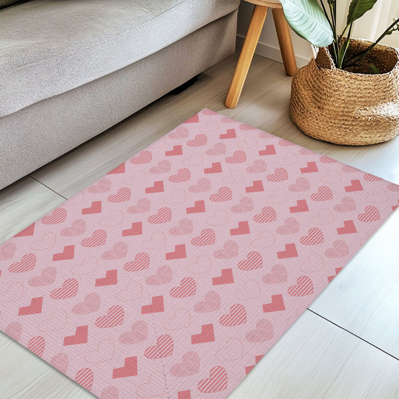 Tapis tressé romantique Heart-Packed, Rectangulaire 3 pi x 5 pi
