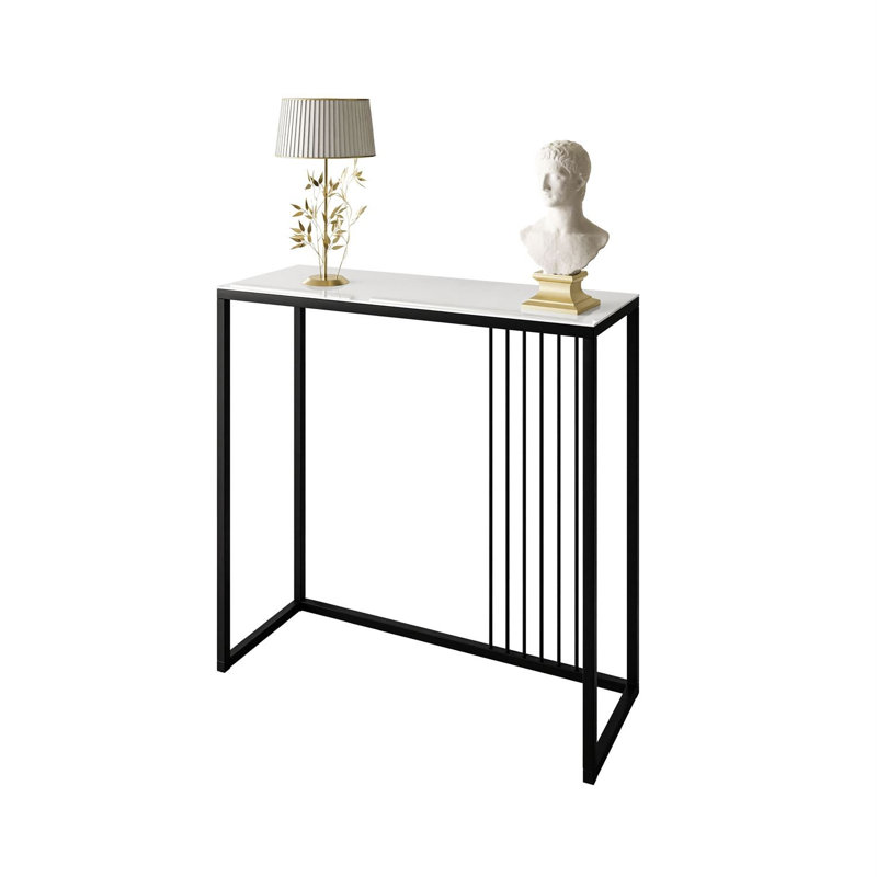 Ridgewood 100cm Glass Top Console Table, White, Black