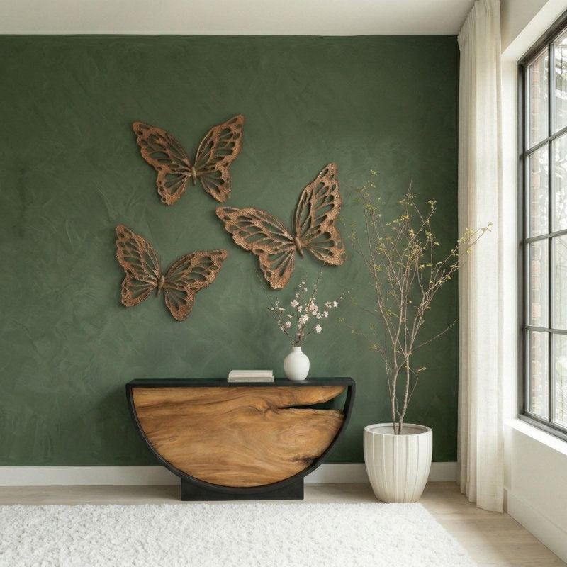 Butterfly Wall Art, Copper/Black, Metal, 30" H x 39" W x 1" D