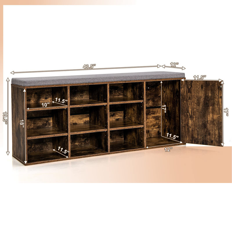 Armoire de rangement pour chaussures 11 paires, Brun rustique