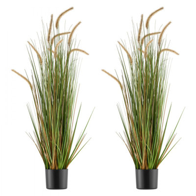 Artificial Grass Plant, 47 inch Horsetail Reed Grass in Pot, Premium PVC Faux Fake Greenery Shrubs Plant for Indoor Outdoor House Home Garden Office Room Décor, Housewarming, Green