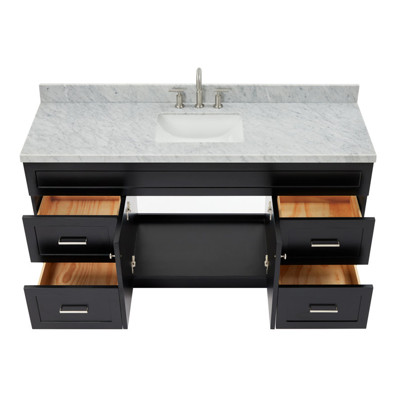 Hamlet 67'' Single Bathroom Vanity with Carrara Marble Top, Black