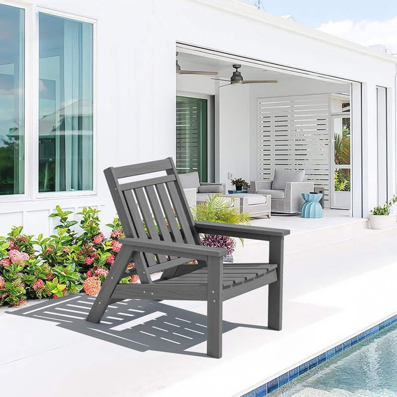 Chaise Adirondack d'extérieur réglable en PEHD toutes saisons, Gris