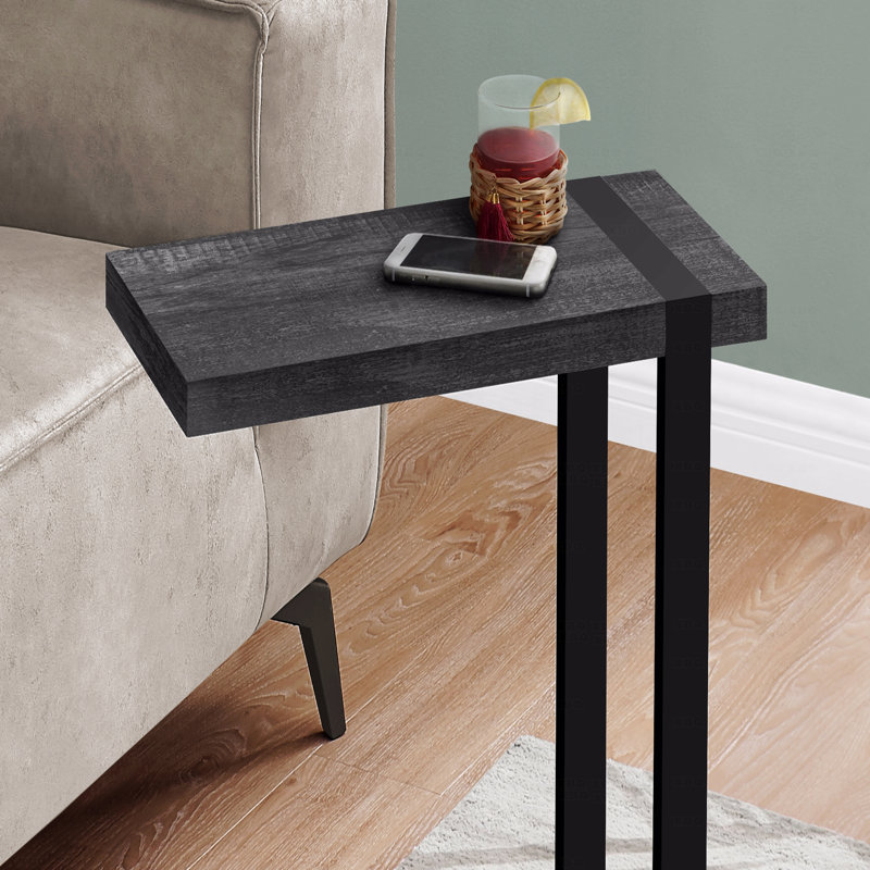 Table d'appoint, en forme de C, bout, côté, stratifié noir Snack, contemporain, moderne, Noir