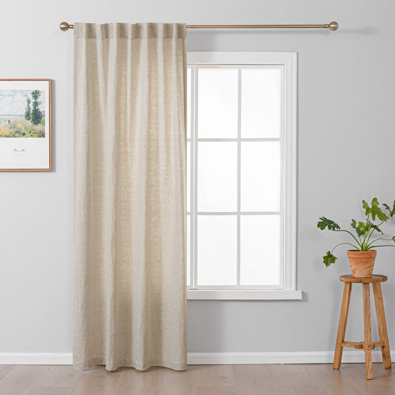 Rideau simple 100% lin filtrant la lumière, Beige, L 50 po x L 96 po