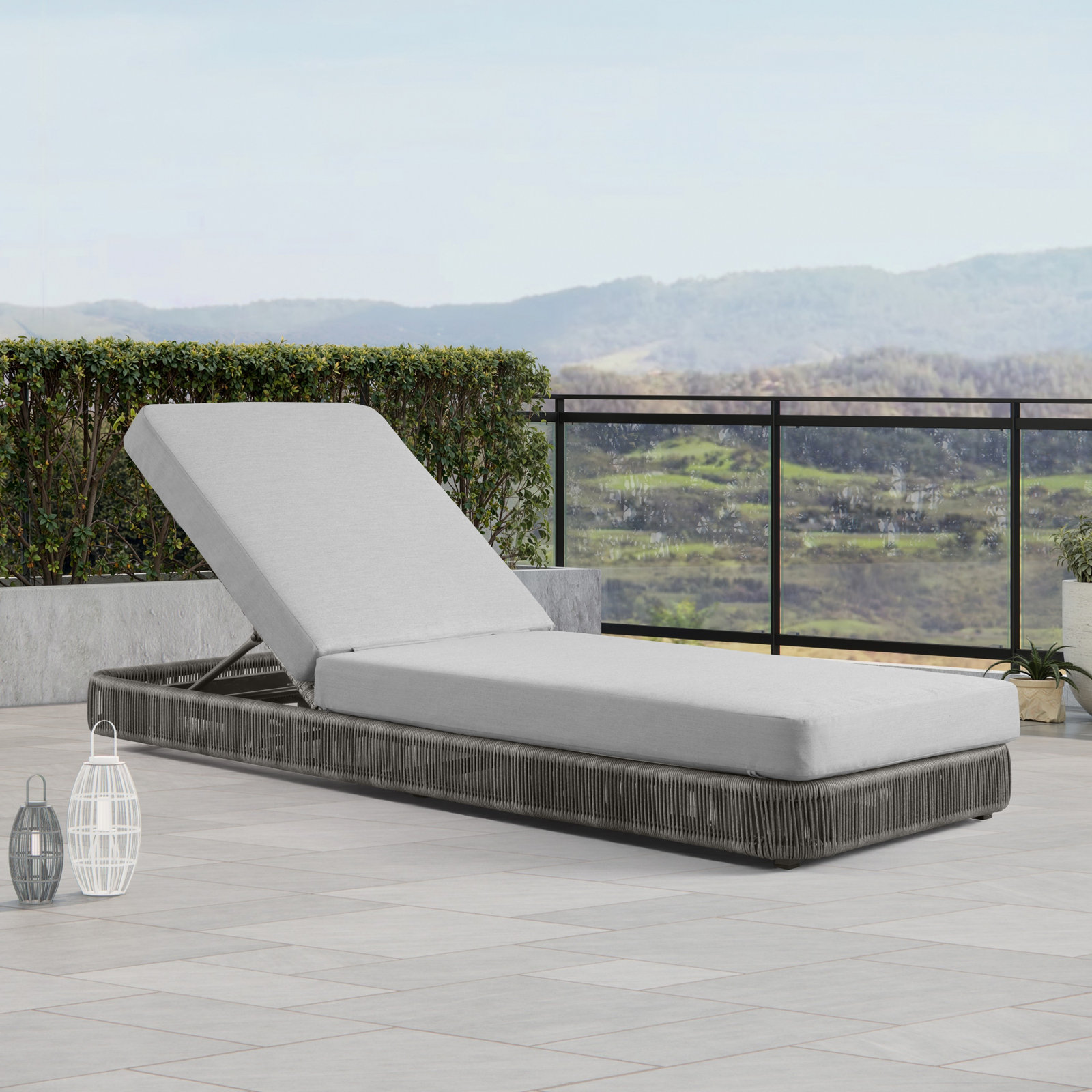78" Patio Chaise Lounge, Stone Gray