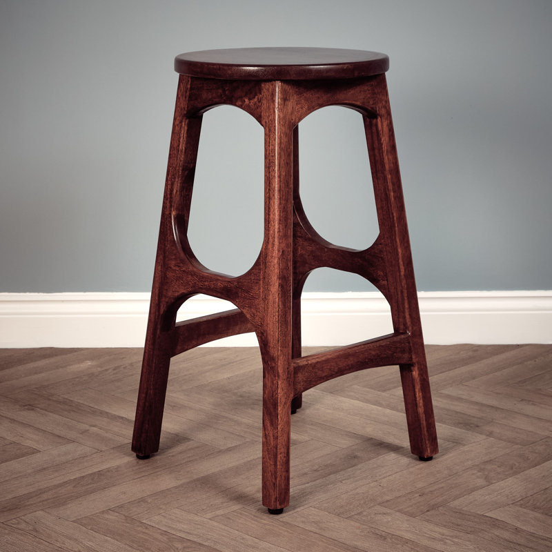 Outdoor Stool, Dark Brown Wood