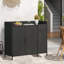 Armoire de rangement d'extérieur en rotin, buffet en osier 2 portes, rangement pour piscine-1225634713