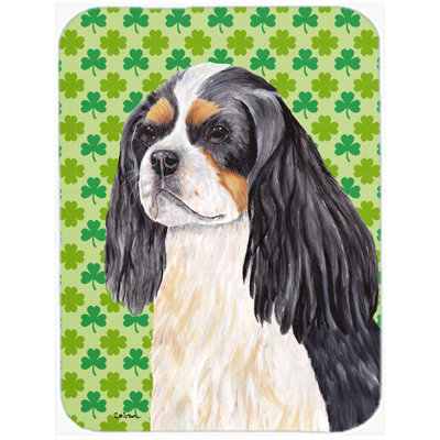 Caroline's Treasures Shamrock Lucky Irish Cavalier Spaniel St. Patrick's Day Portrait Glass Cutting Board