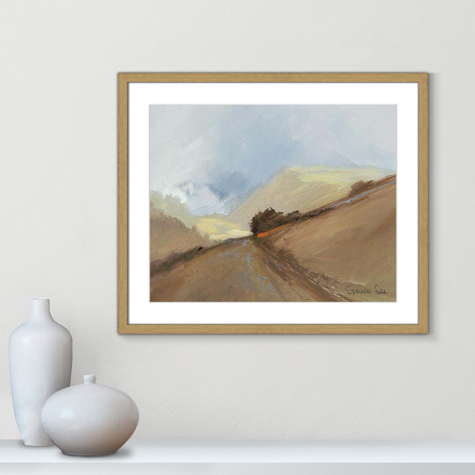 Heaven And Earth II by Spencer Lee, 21.5" H x 25.5" W x 0.75" D, Natural Framed