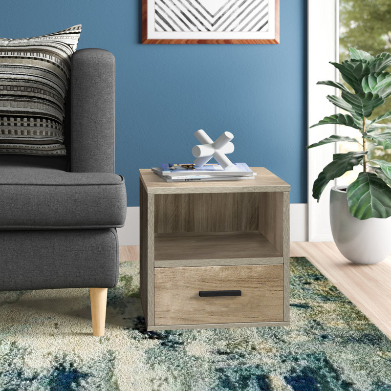 Table d'appoint empilable avec tiroir, gris, gris