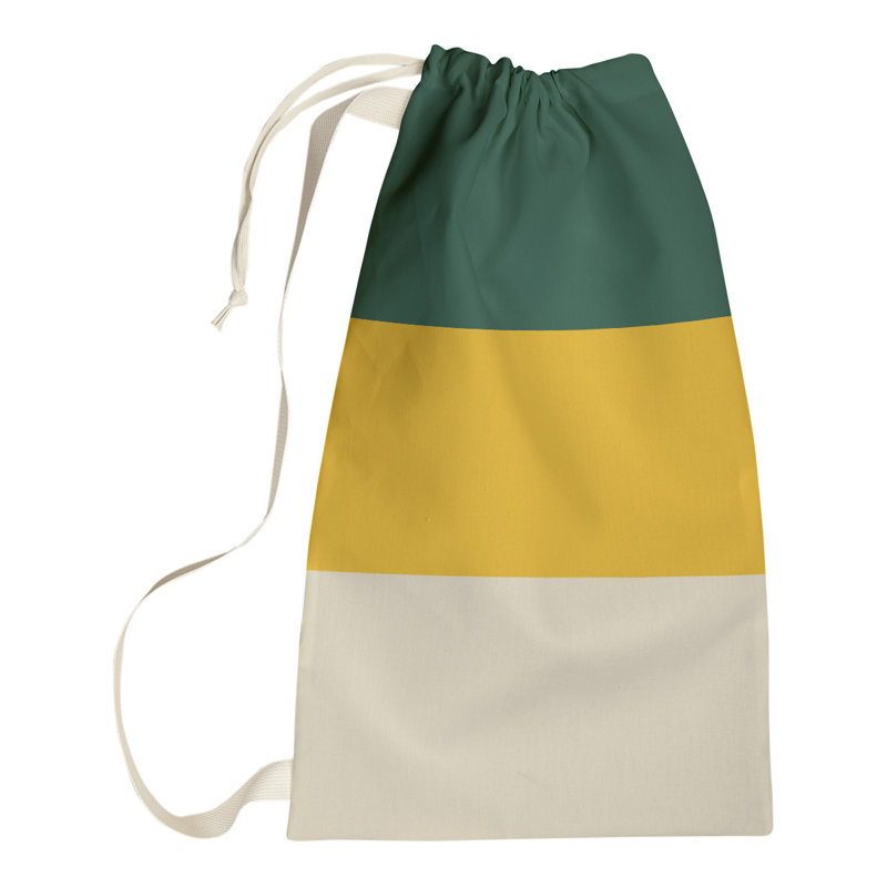 Fabric Laundry Bag with Handles, 36" H x 28" W x 1.5" D, Forest Green/Harvest Gold/Minnesota Wheat