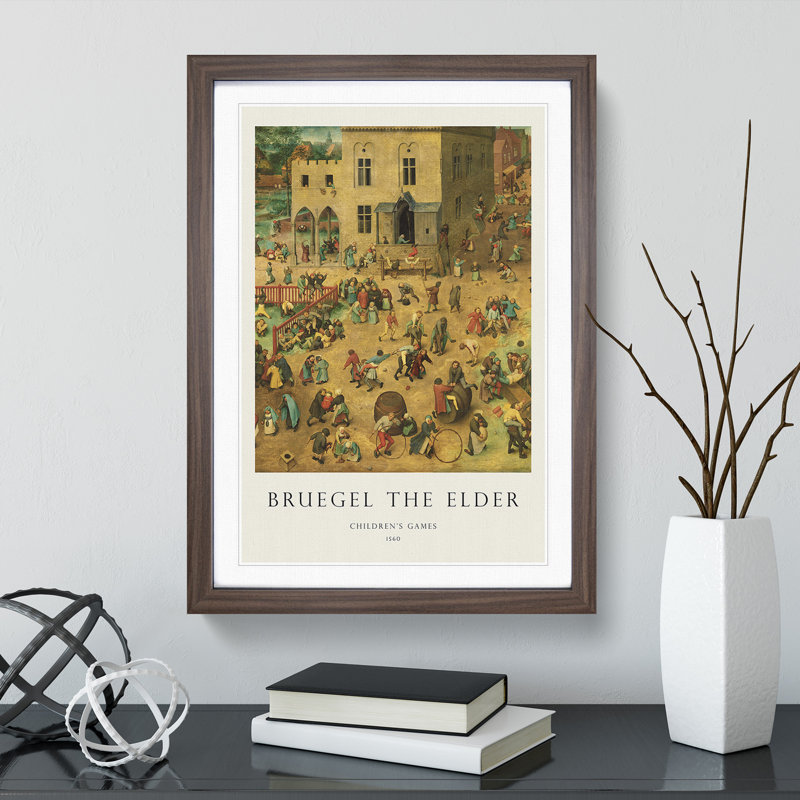 Children's Games by Pieter Bruegel the Elder - Picture Frame Art Prints, 48cm H x 36cm W x 2cm D, Walnut