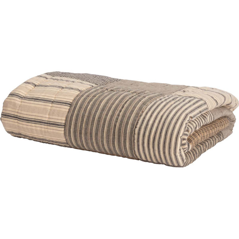 Sawyer Mill Quilted Throw Blanket, Charcoal Gray/Khaki/Dark Cream