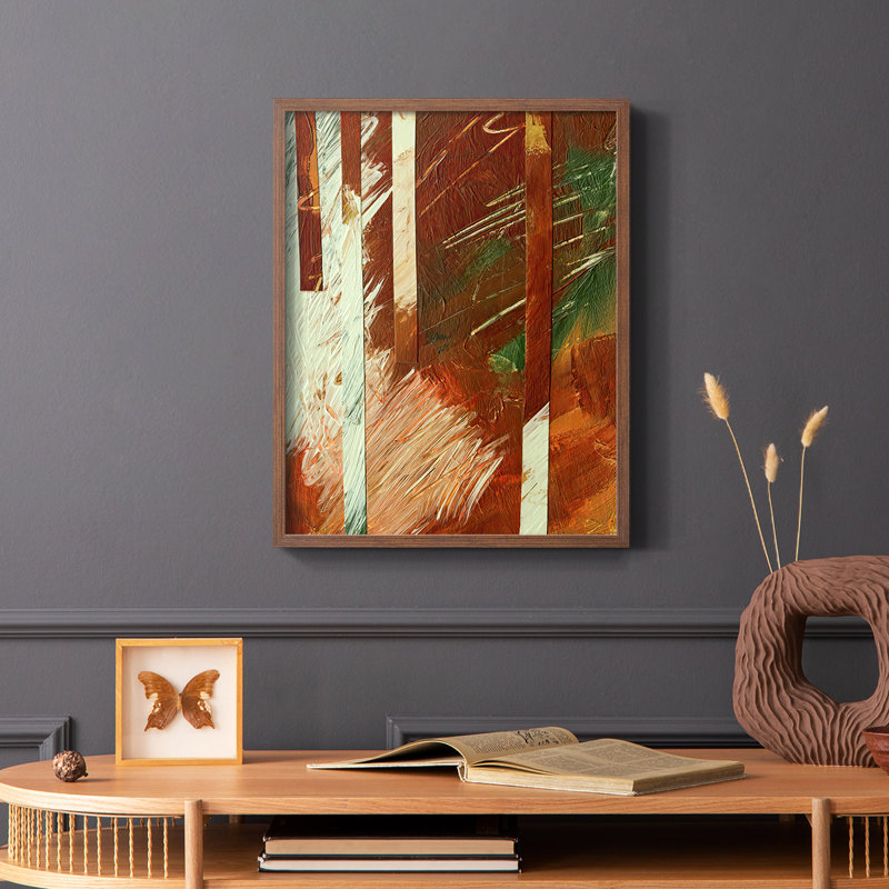 Wheaten II Framed Print - Solid Wood, 14" H x 11" W, Brown