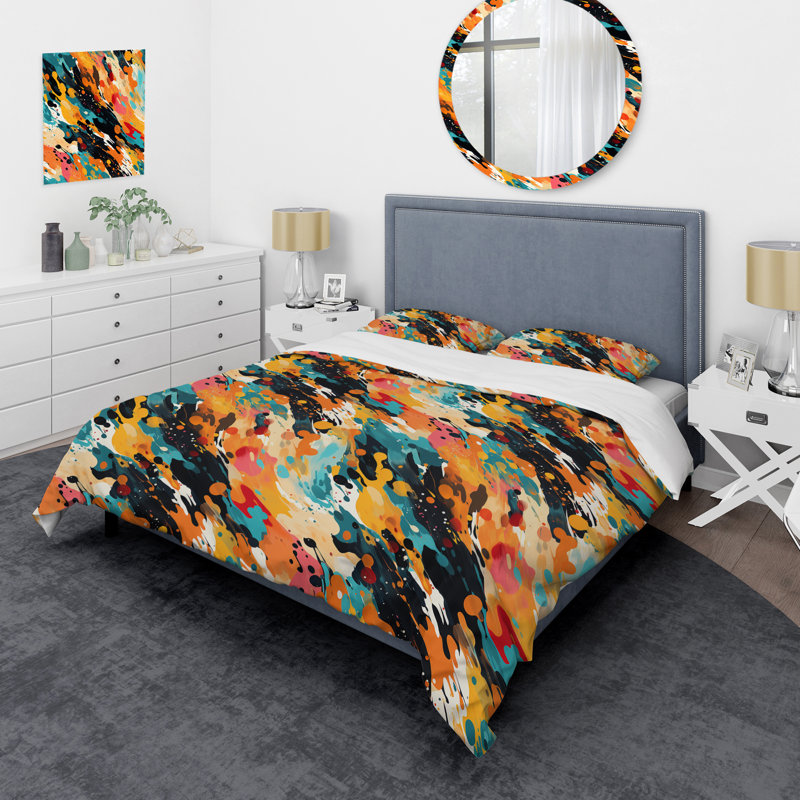 Ensemble de housse de couette Multicolor Artistic Expression I, Housse de couette pour très grand lit et 2 très