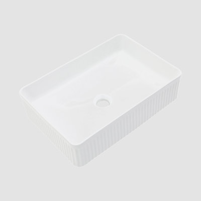 Lavabo de salle de bain rectangulaire en céramique 13,69 "Go Peak Track