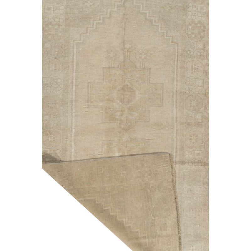 One-of-a-Kind 3'6 X 6'7 1940s Wool Area Rug in Ivory/Pale Camel/Taupe