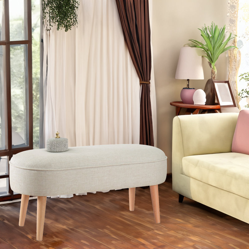 Banc rembourré en lin Kahliyah