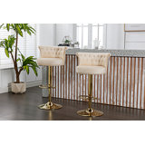 COOLMORE Swivel Bar Stools Set Of 2 Adjustable Counter Height Chairs With Footrest For Kitchen