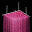 Douche BathSelect de 20 po en acier inoxydable multicolore à DEL alimentée par l'eau. Disponible en finitions chrome, nickel satiné, cuivre métallisé et or métallisé.