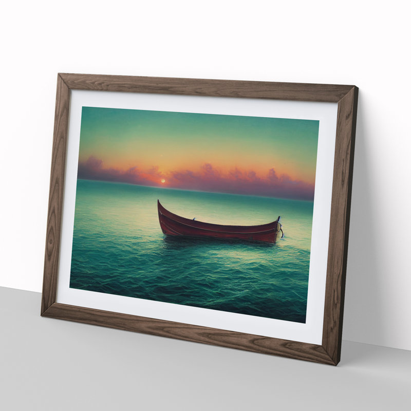 Mesmerising Boat - Single Picture Frame Painting, 25cm H x 34cm W x 2cm D, Walnut